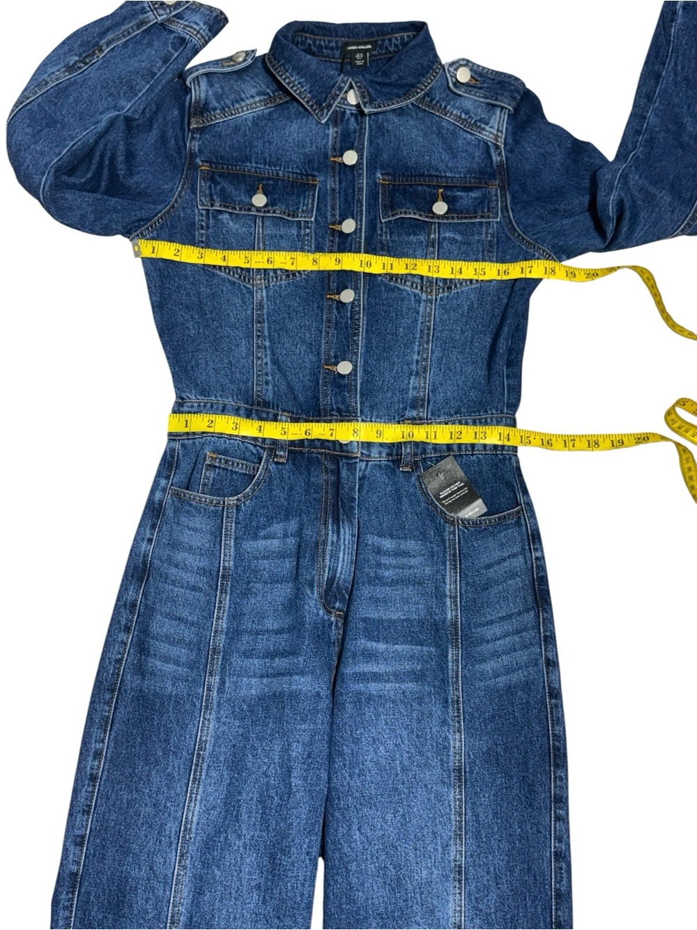 NWT Karen Millen Denim Boiler Jumpsuit Size 6 Straight Tapered Leg Med Blue - Picture 6 of 12